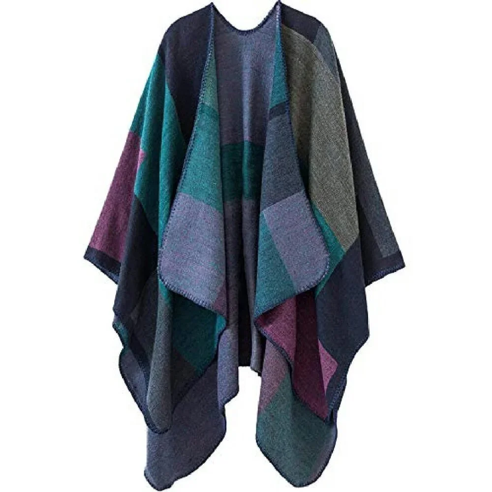 Soft Acrylic Open Front Poncho Cape Shawl Wrap One Size Fits Most